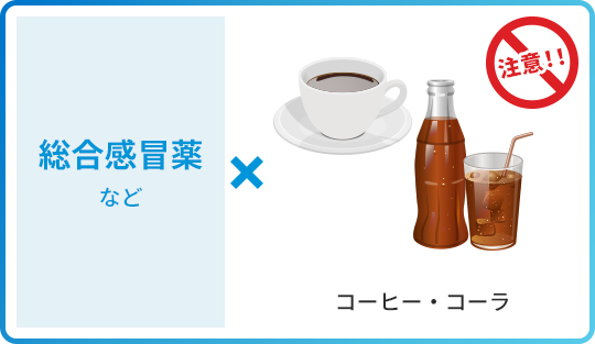 総合感冒薬など × コーヒー・コーラ